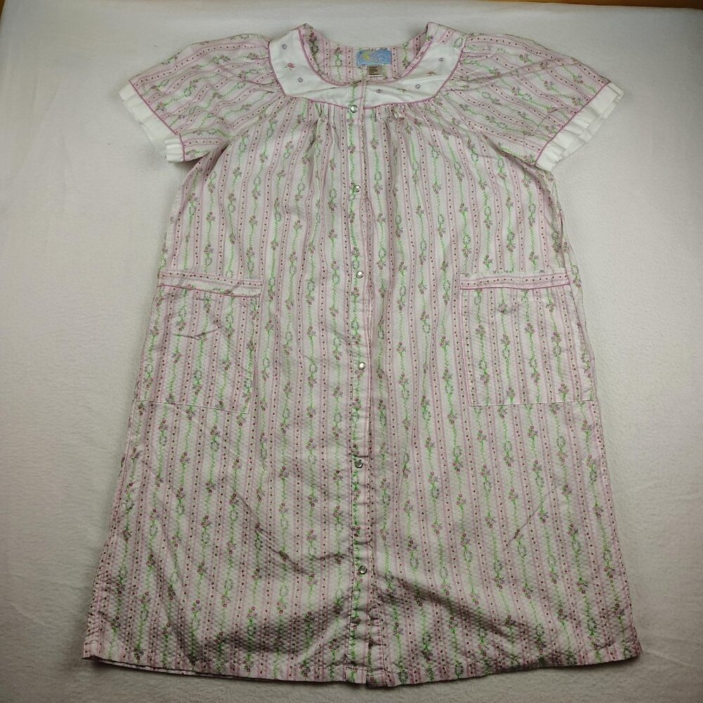 VTG Moon Dancer Housecoat Muumuu Womens sz M Floral Nightgown